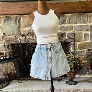 American Eagle Light Blue Denim Skort